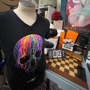 Mare Blue T Shirt Black Skull Drip Playa del Carmen Mexico Graphic Tee